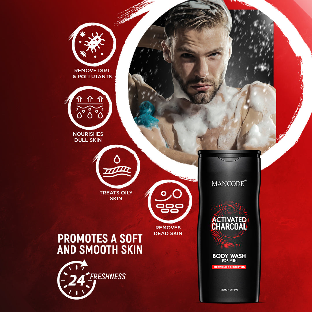 Mancode Activated Charcoal Body Wash & Shower Gel for Men