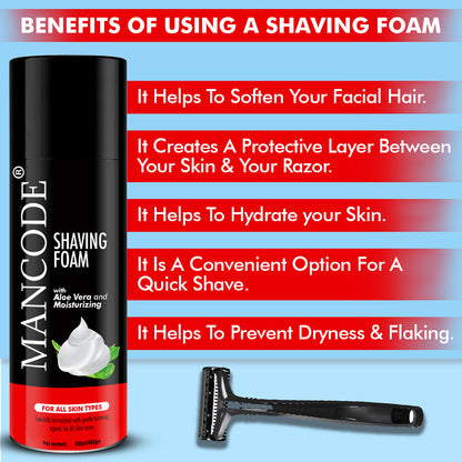 Shaving Foam for Men - 500ml Shave Foam with Aloe vera & Moisturizing