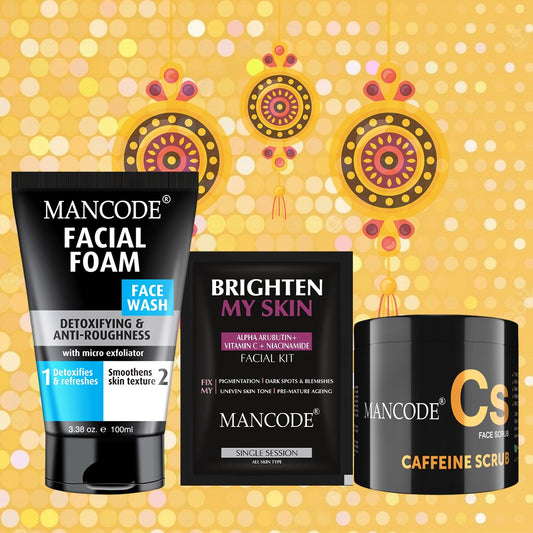Gift Hamper (Brighten my Skin Facial Kit, Facial Foam Face Wash 100ml & Caffeine Scrub, 100gm)