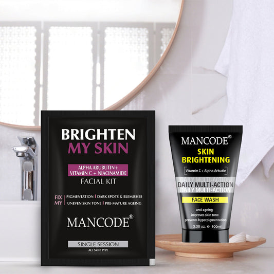 Mancode Combo Skin Brightening Face wash & Facial Kit