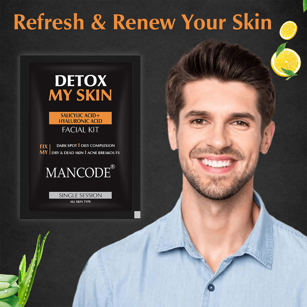 Facial Kit for Detox Skin for Fix Dark Sports, Oily Complexion, Dry & Dead Skin Facial kit for men, 58gm