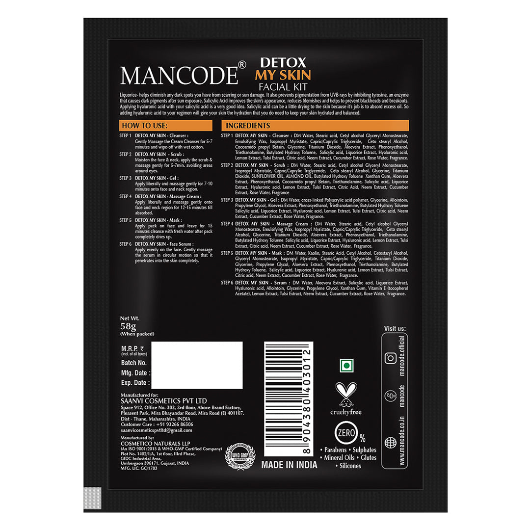 Mancode Facial Kit for Detox Skin for Fix Dark Sports