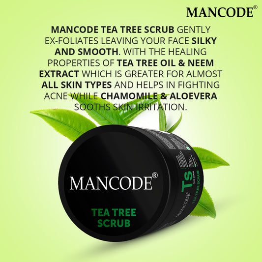 Mancode Tea Tree Scrub for Men, 100gm