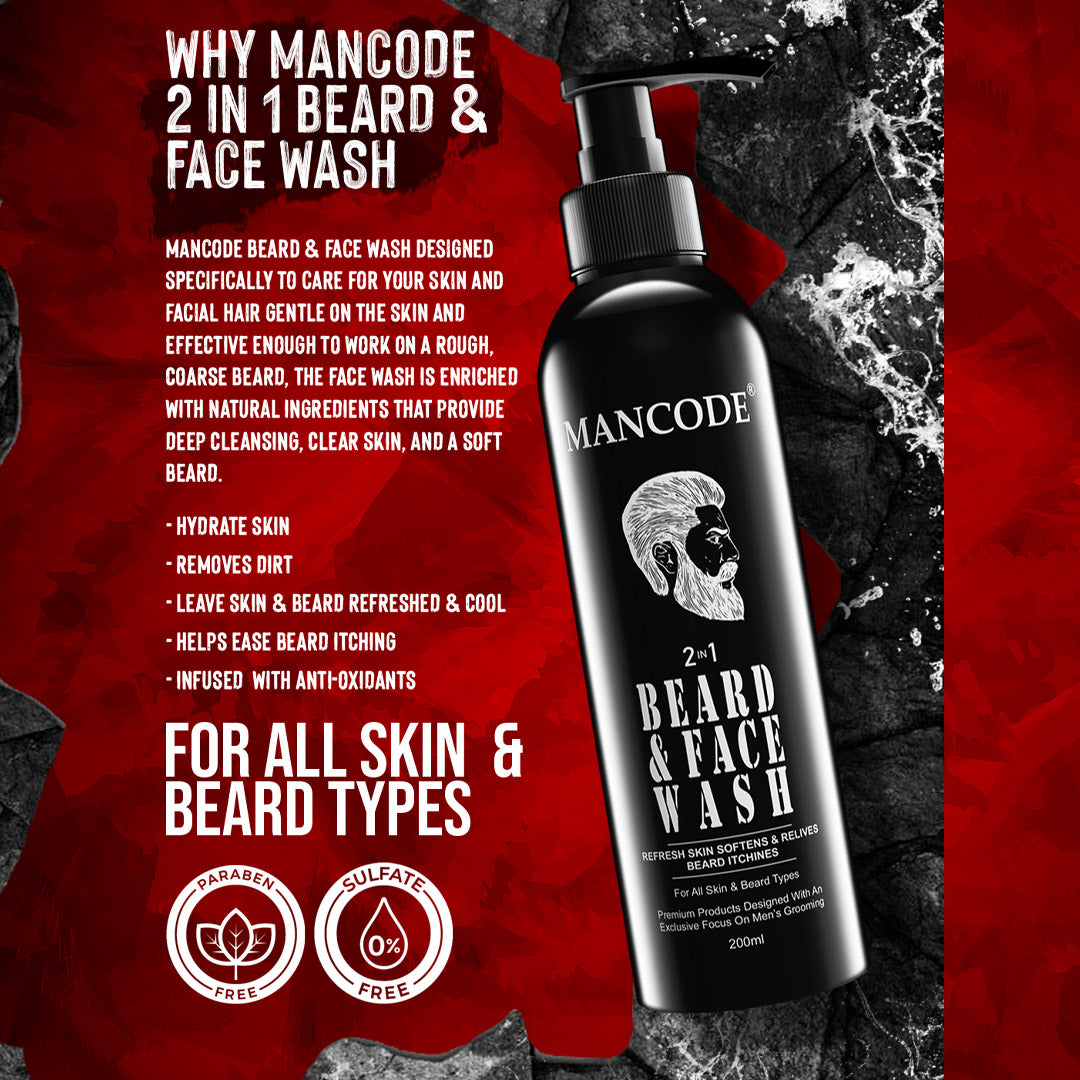 Mancode Beard & Face Wash for Men 2 In 1