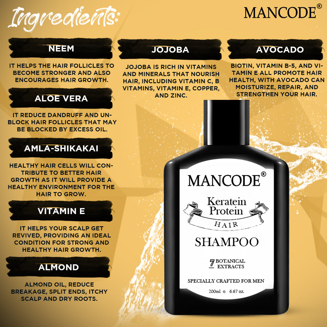 Mancode Keratin Hair Shampoo for men, 200ml