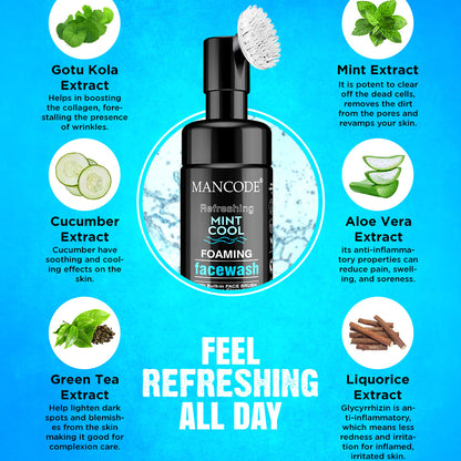 Refreshing Mint Cool Face Brush | Foaming Face Wash
