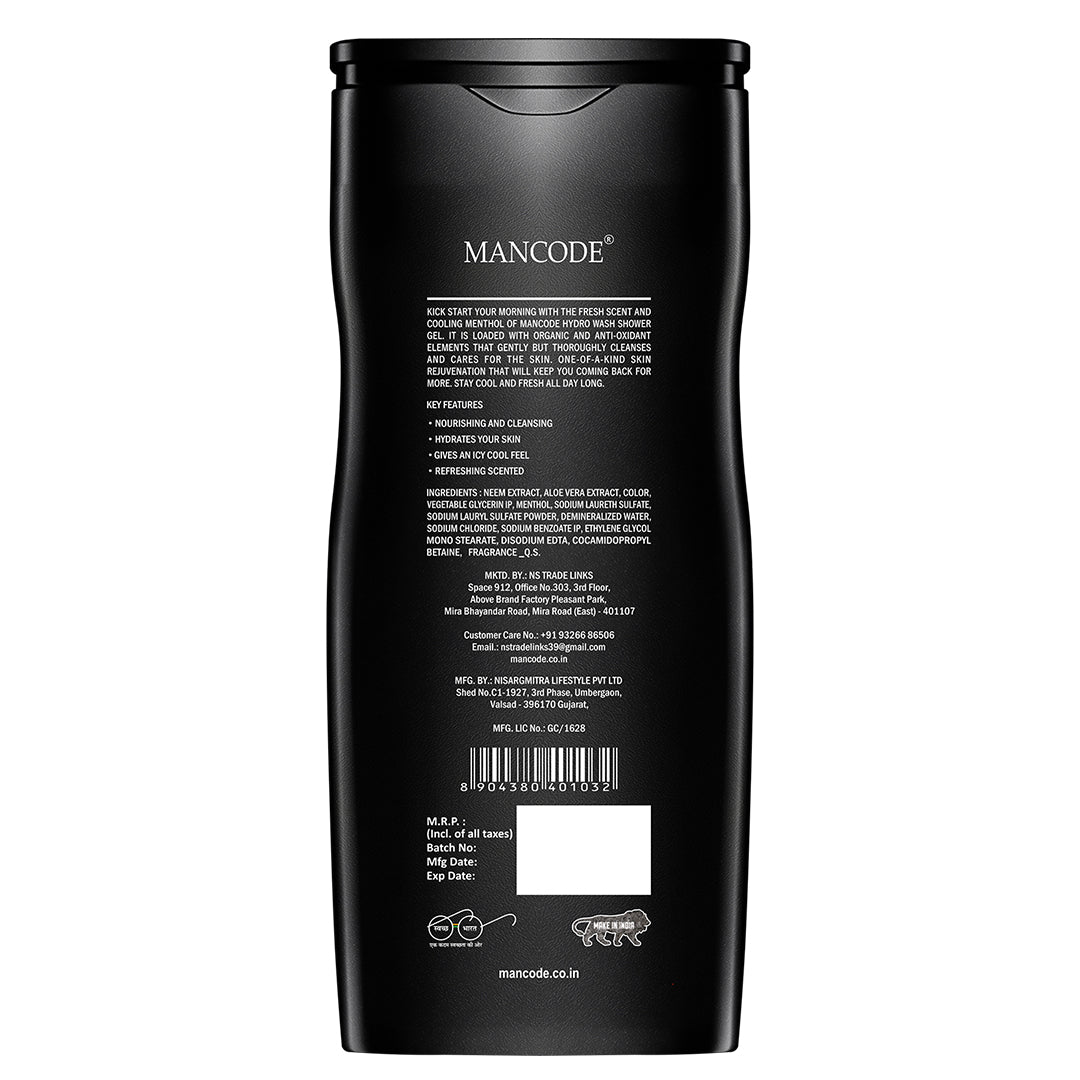 Mancode Hydro Body Wash 3 in 1 | Face Wash | Hair Shampoo