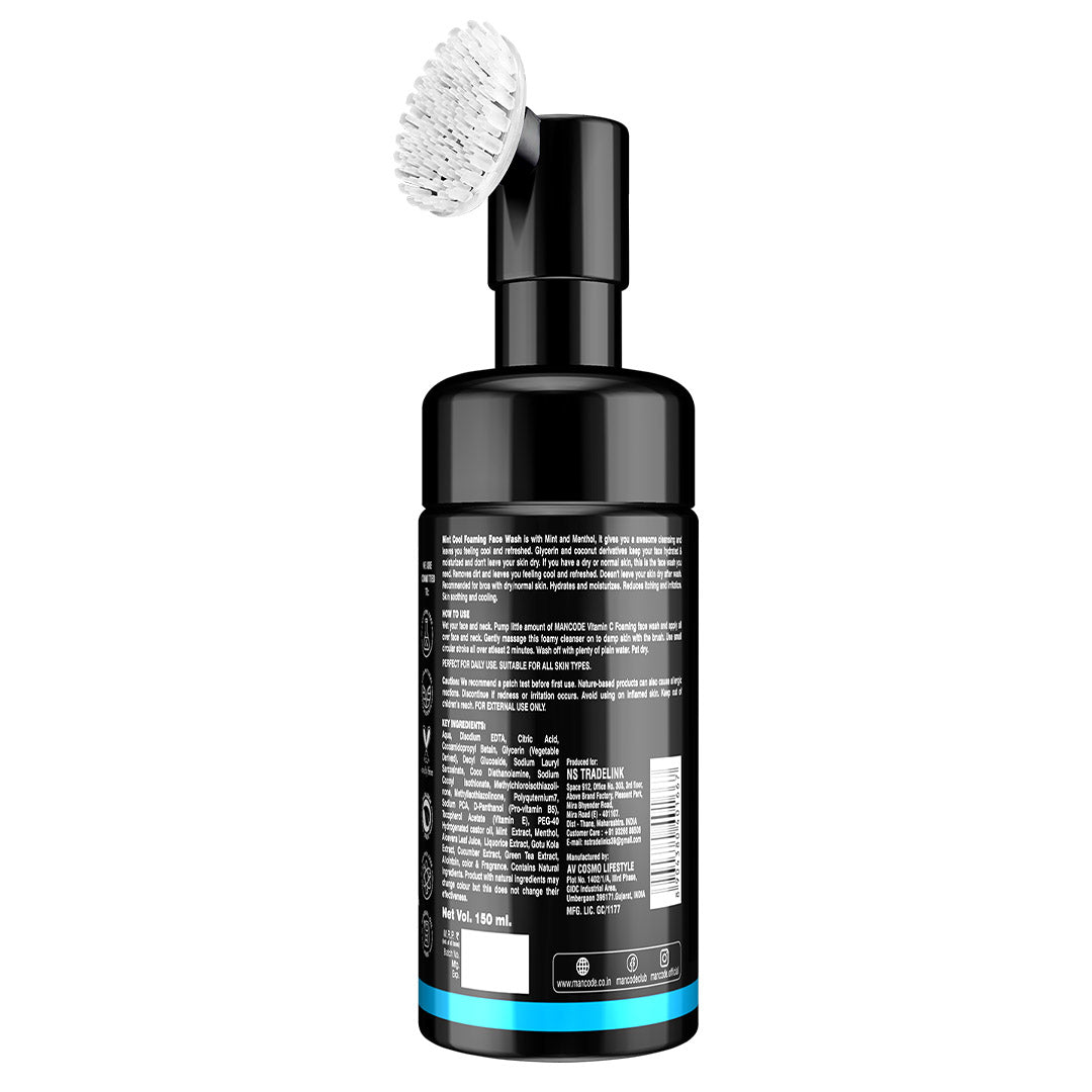 Mancode Refreshing Mint Cool Face Brush | Foaming Face Wash 5