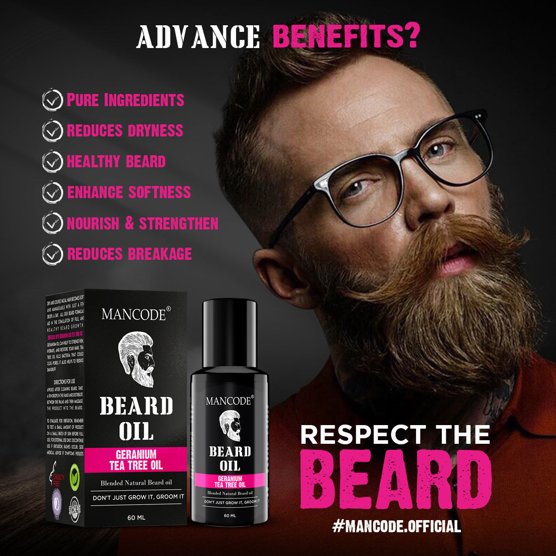 Mancode Germanium & Tea Tree Beard Oil | 60ML