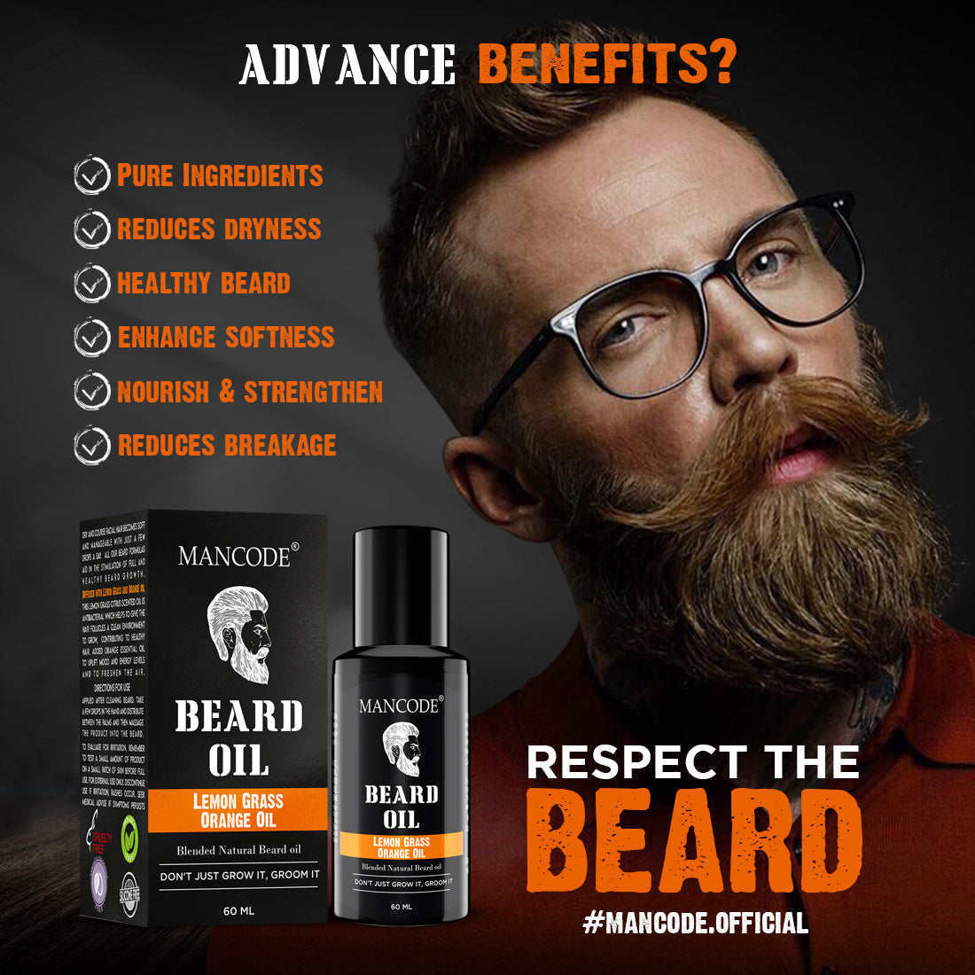 Mancode Lemon Grass Orange Beard Oil | 60ML
