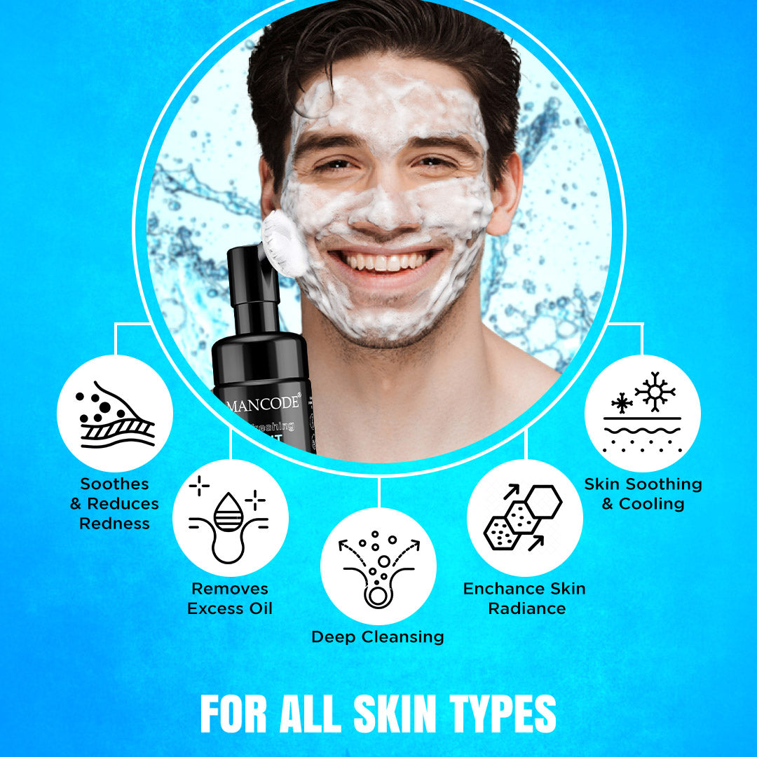 Mancode Refreshing Mint Cool Face Brush | Foaming Face Wash 2