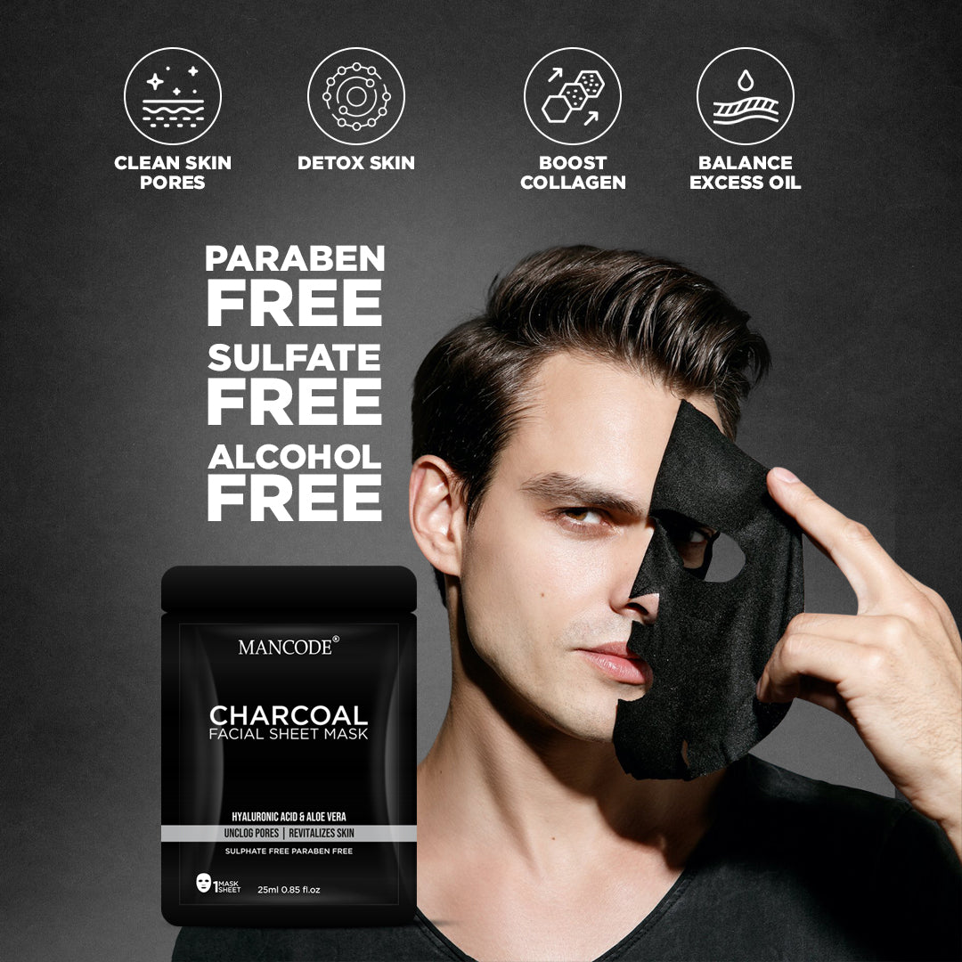 Activated Charcoal Facial Sheet Mask for Men-25ml