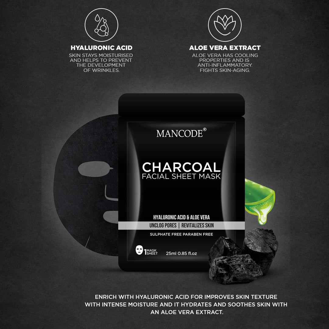 Activated Charcoal Facial Sheet Mask for Men-25ml