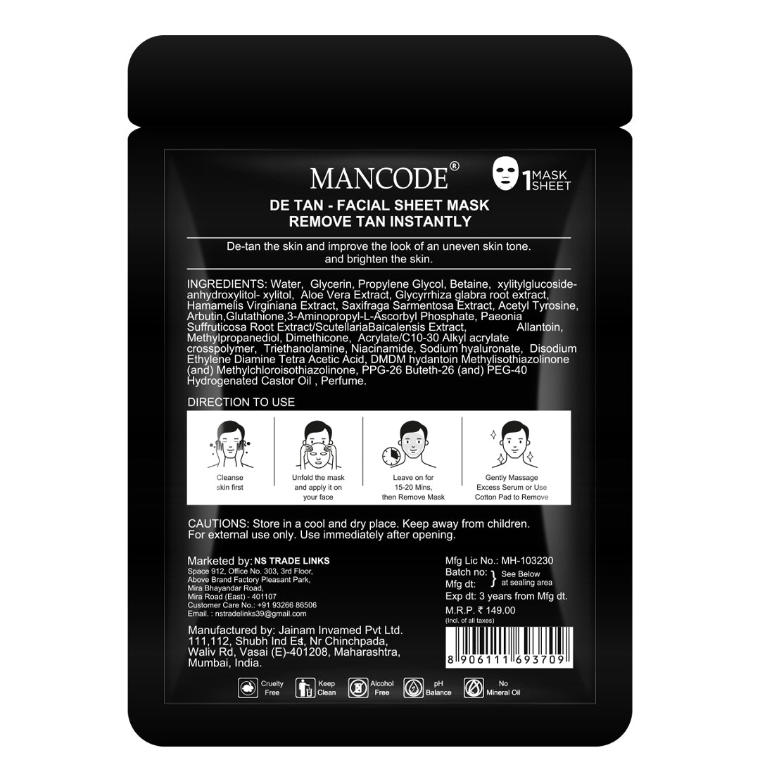 De-Tan Facial Sheet Mask - 25ml| Pack of 2