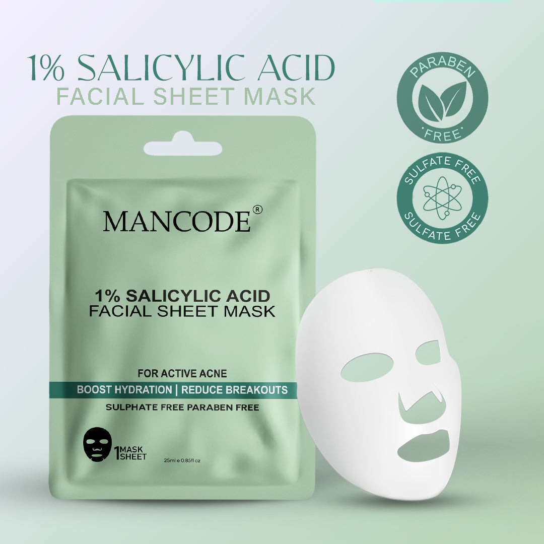 1% Salicylic Acid Facial Sheet Mask - Pack Of 3 (3)