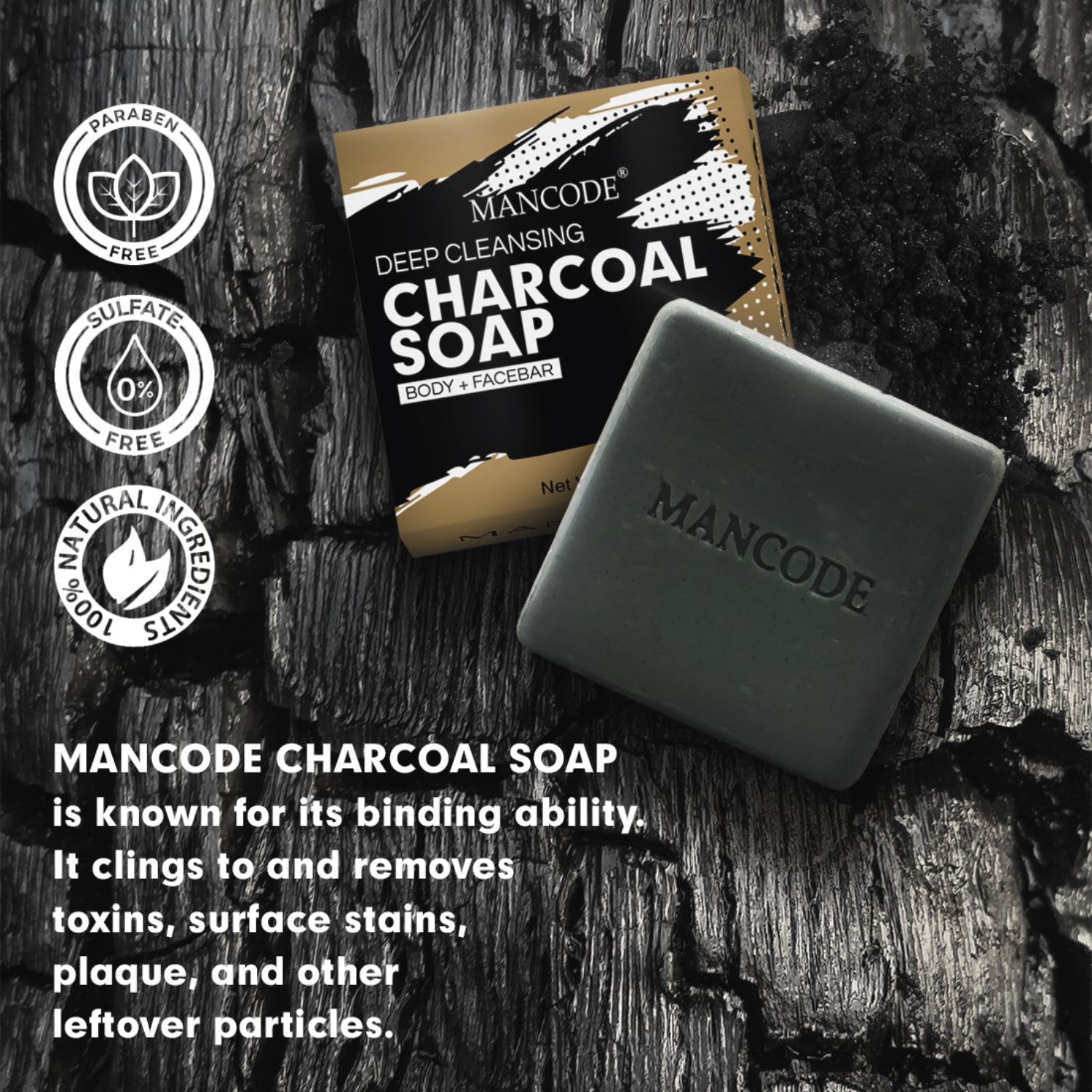 Charcoal Deep Cleansing Soap (125gm) | Pack of 3