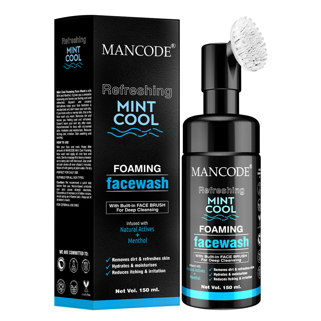 Mancode Refreshing Mint Cool Face Brush | Foaming Face Wash 6