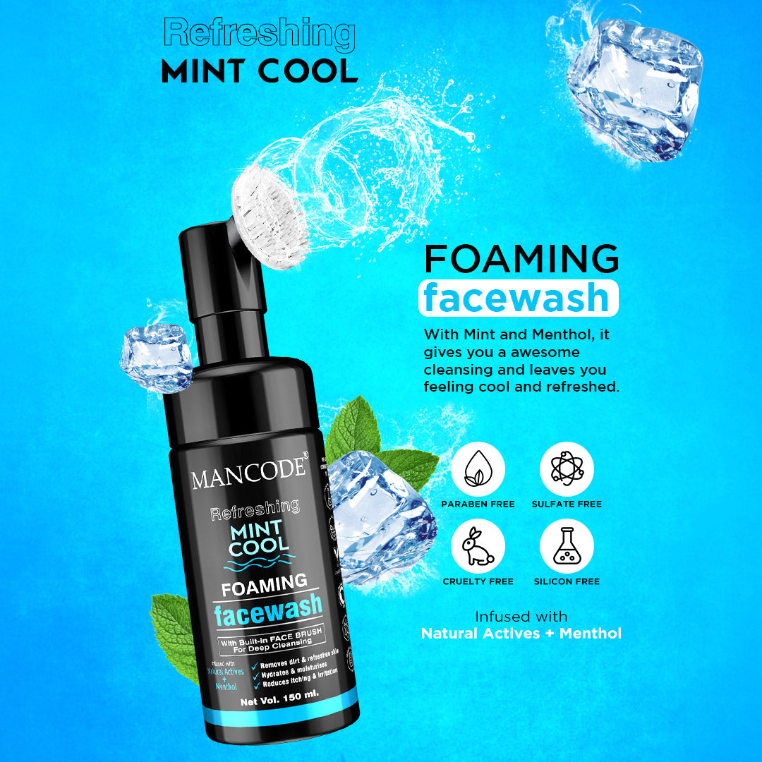 Mancode Refreshing Mint Cool Face Brush | Foaming Face Wash 4