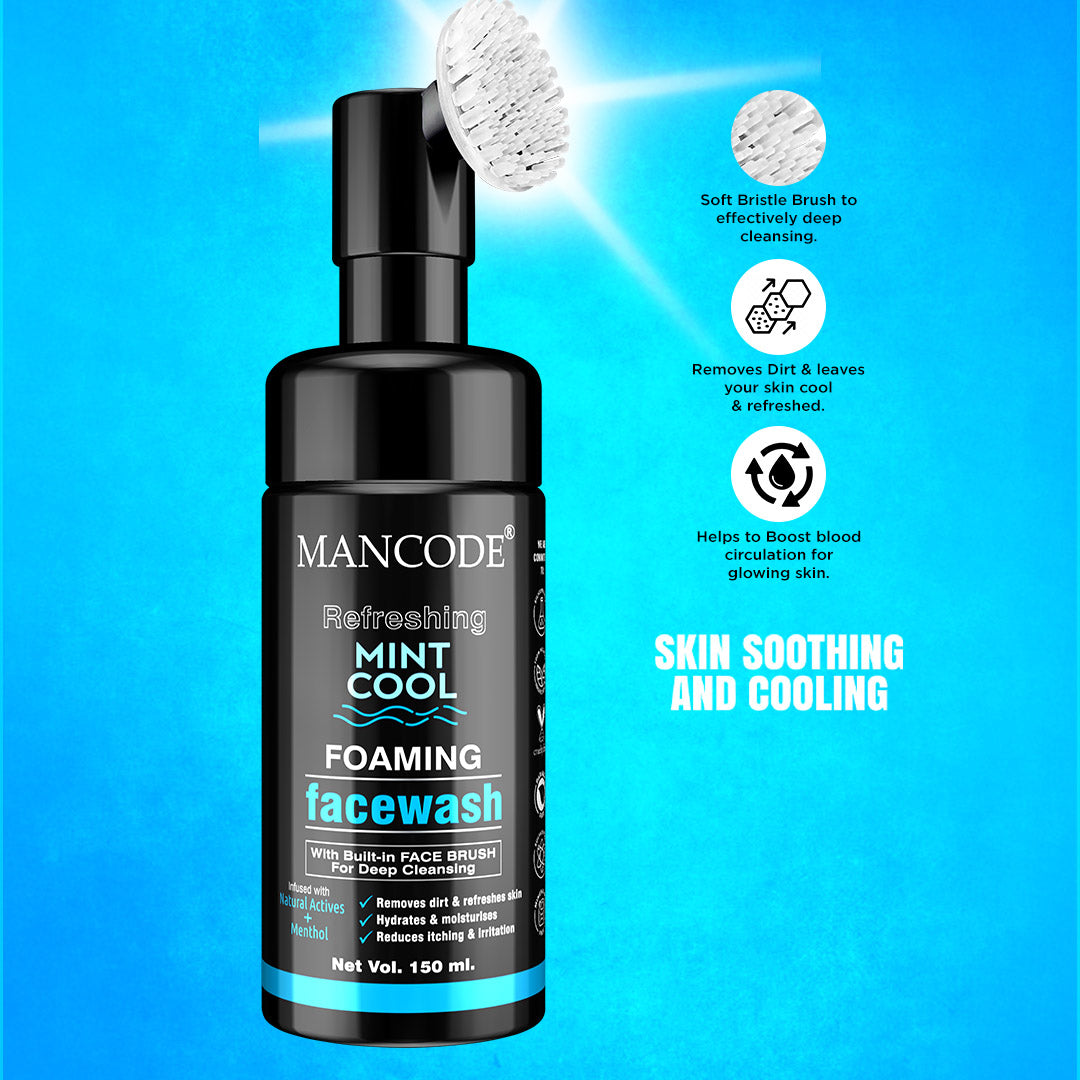 Mancode Refreshing Mint Cool Face Brush | Foaming Face Wash 3
