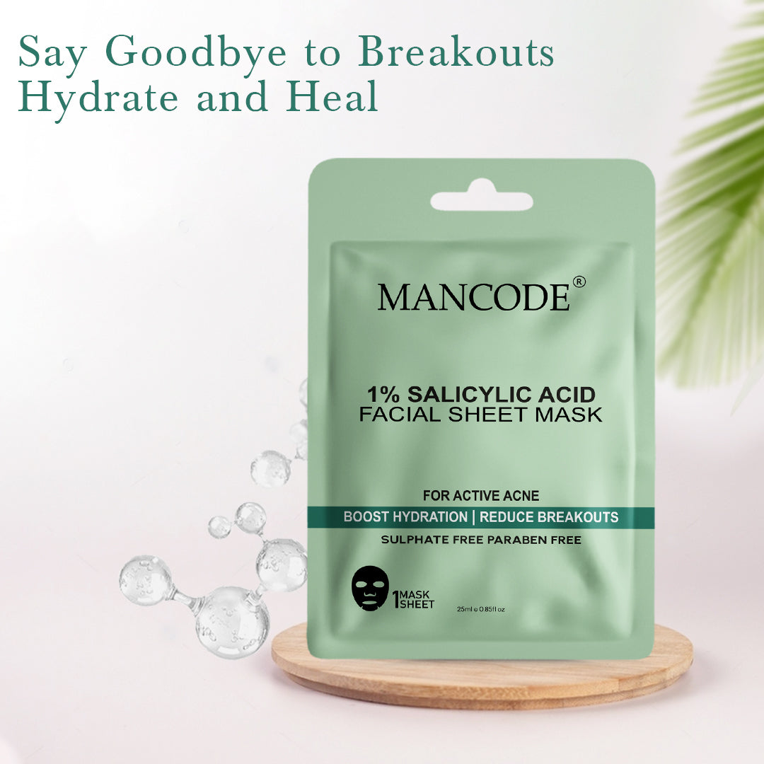 1% Salicylic Acid Facial Sheet Mask - Pack Of 3 (1)