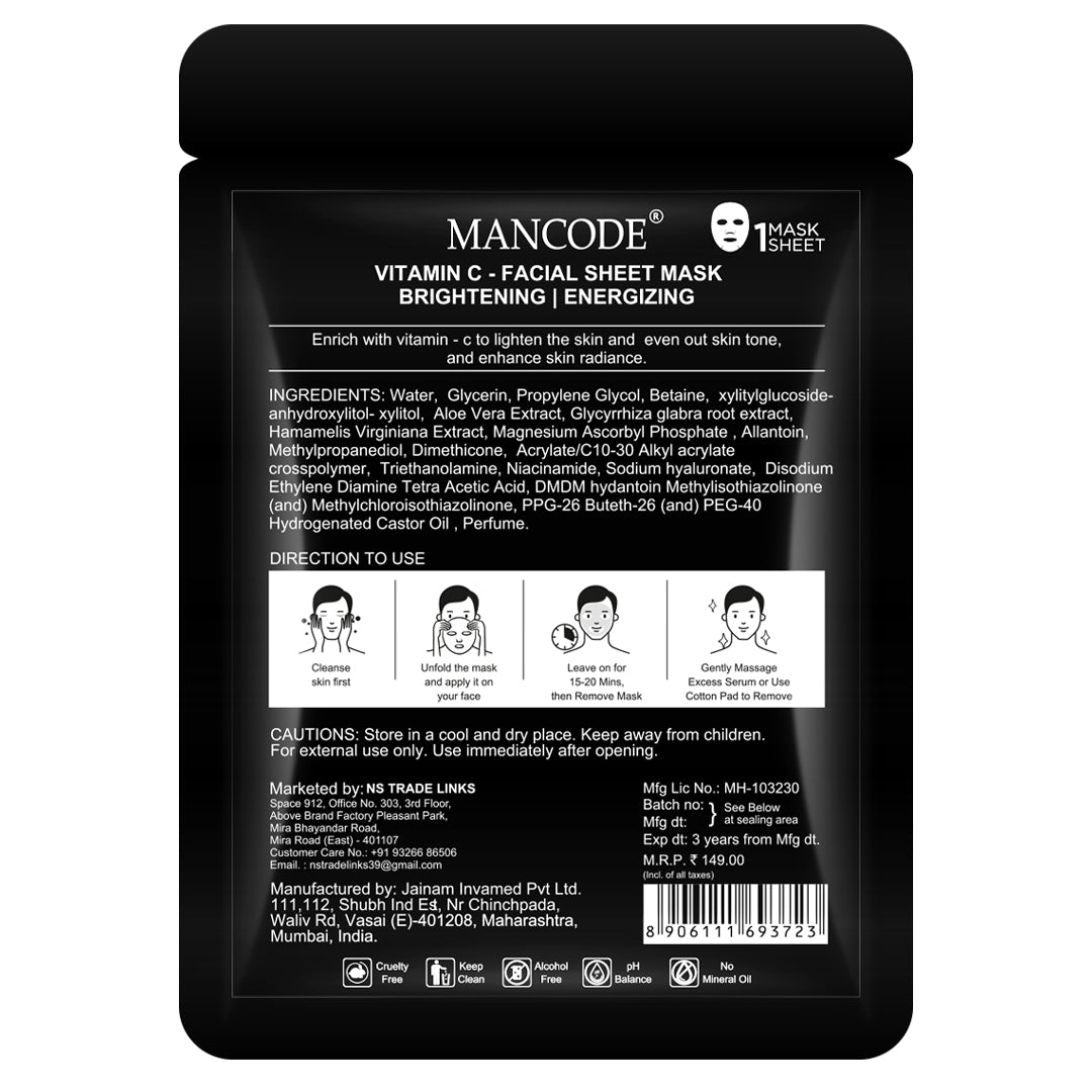 Mancode Vitamin C Facial Sheet Mask - 25ml