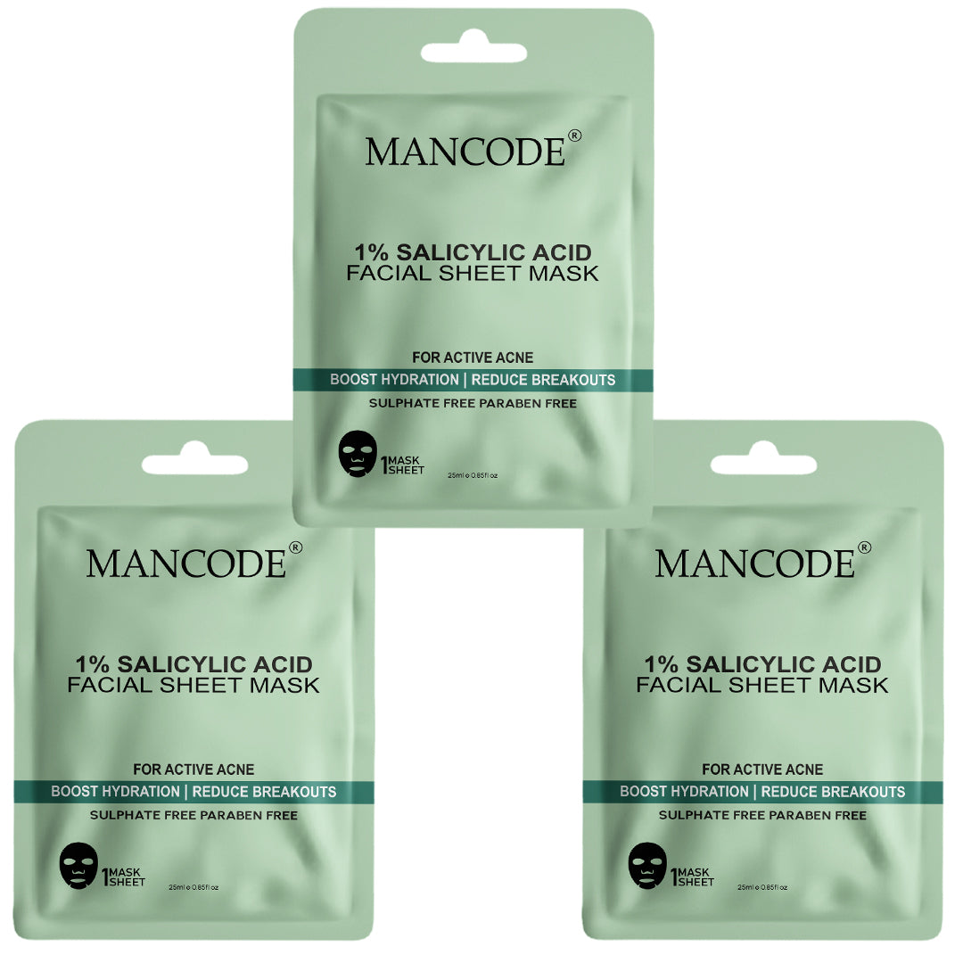 1% Salicylic Acid Facial Sheet Mask - Pack Of 3